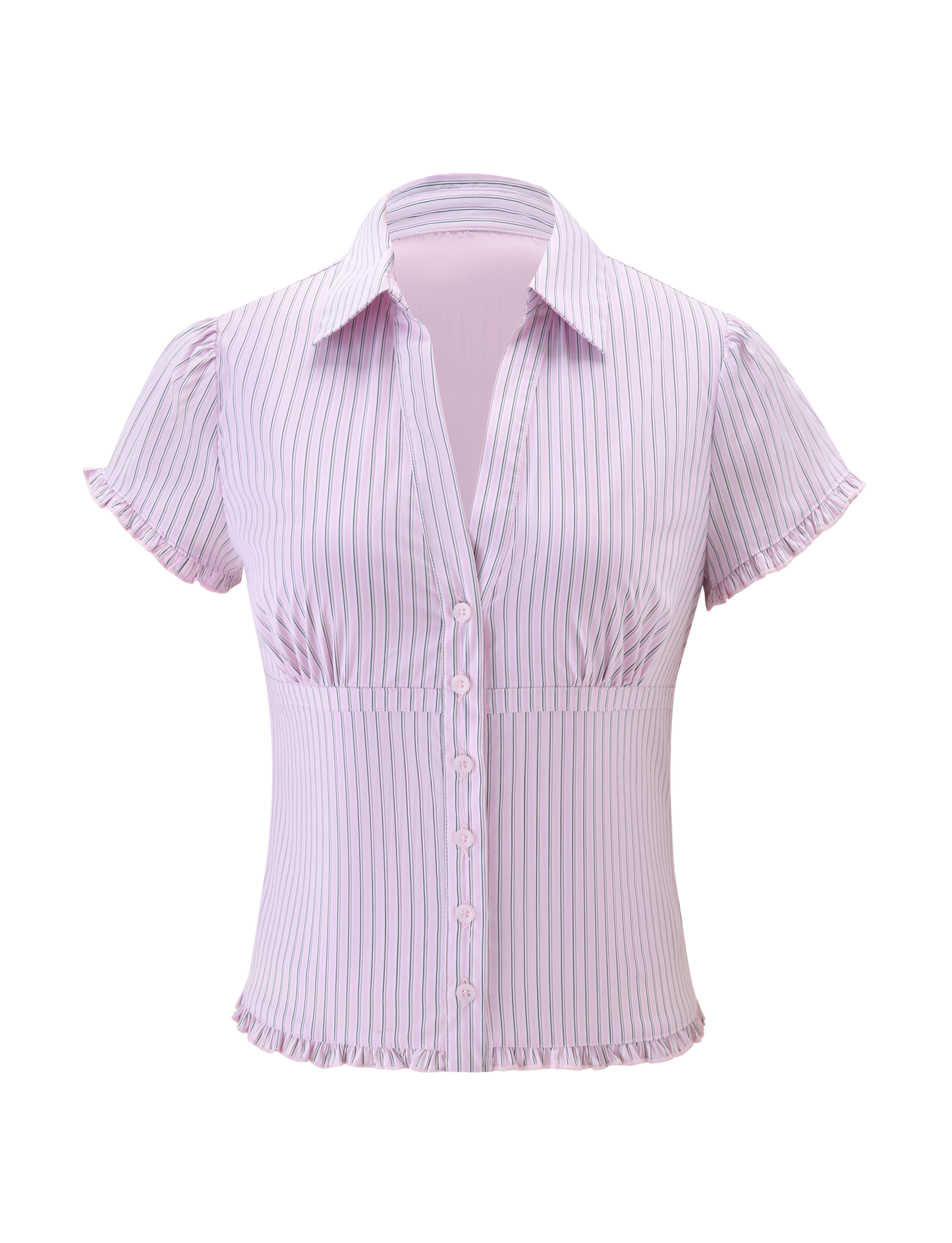 VALERIE SHORT SLEEVE SHIRT - PINK STRIPE