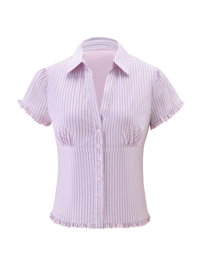 VALERIE SHORT SLEEVE SHIRT - PINK STRIPE