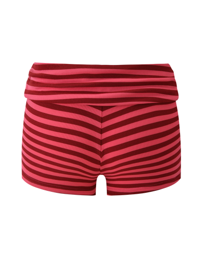 CERYS RIB SHORT - PINK RED STRIPE