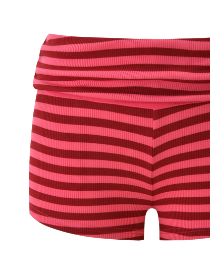 CERYS RIB SHORT - PINK RED STRIPE