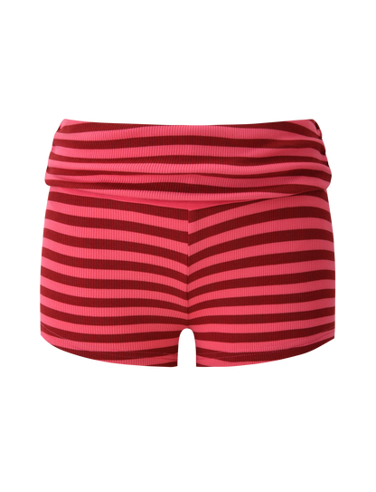 CERYS RIB SHORT - PINK RED STRIPE