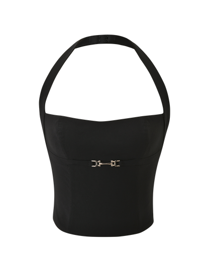 KITTIE BUCKLE TOP - BLACK