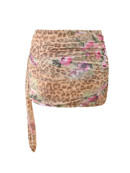 RISA MINI SKIRT - LEOPARD FLORAL