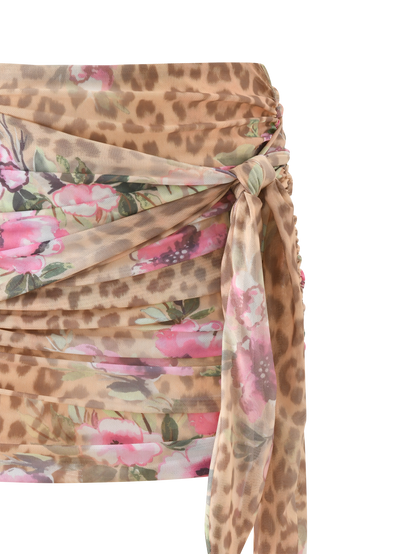 RISA MINI SKIRT - LEOPARD FLORAL