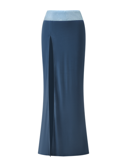THARA MAXI SKIRT - SLATE BLUE