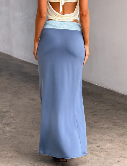 THARA MAXI SKIRT - SLATE BLUE