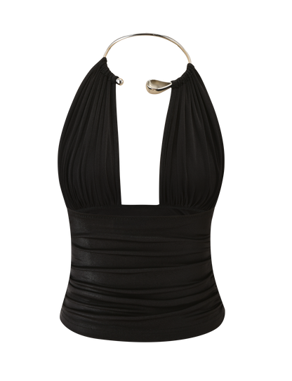 VIANNA TOP - BLACK METALLIC