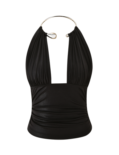 VIANNA TOP - BLACK METALLIC