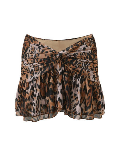 AZALEA TWIST MINI SKIRT - LEOPARD