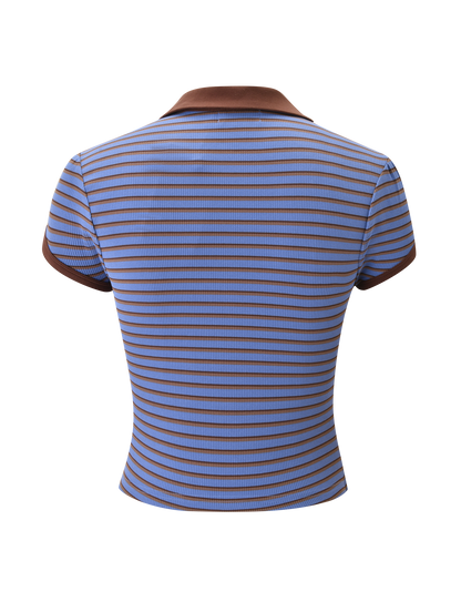KAYDIN TOP - BLUE AND BROWN STRIPE