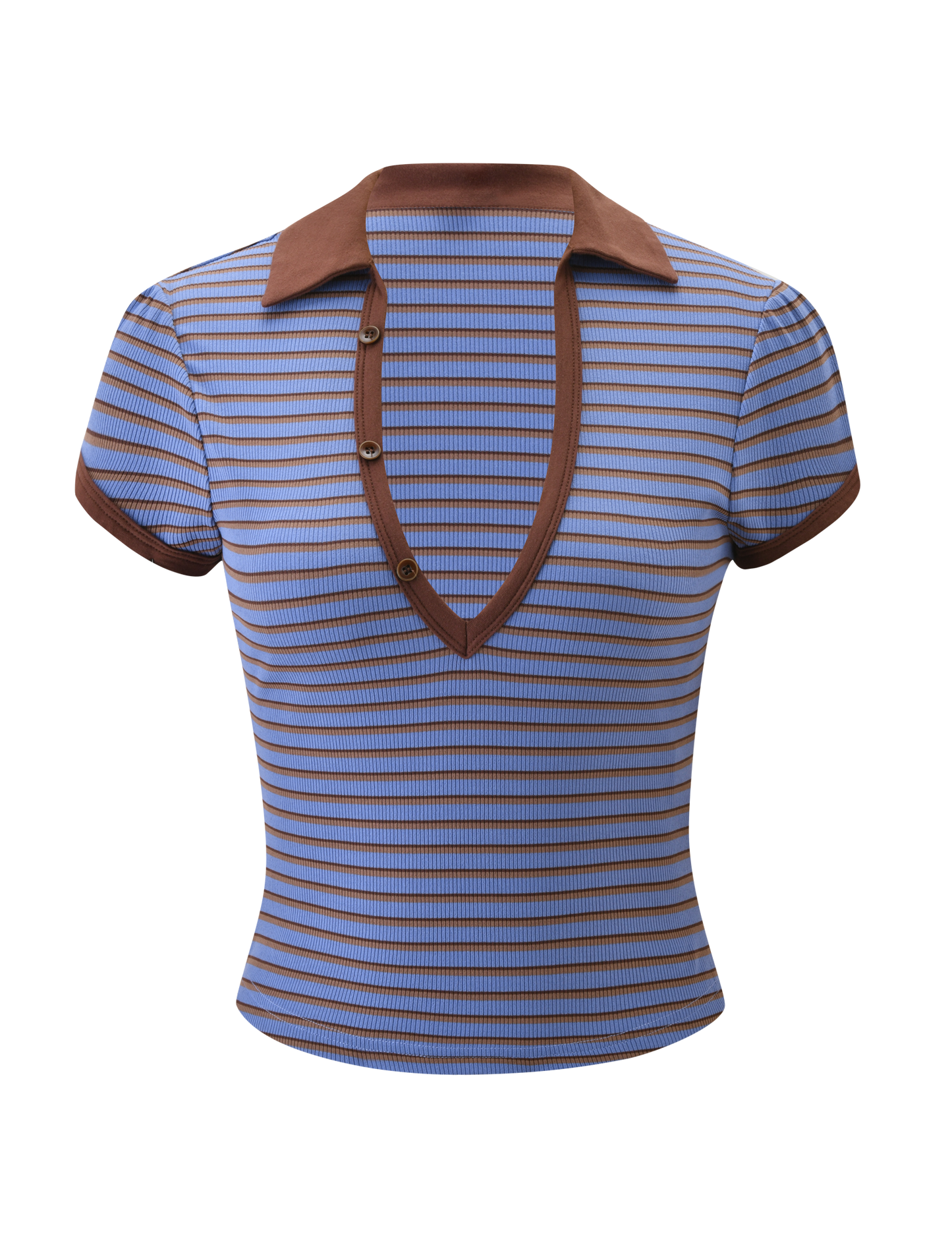 KAYDIN TOP - BLUE AND BROWN STRIPE