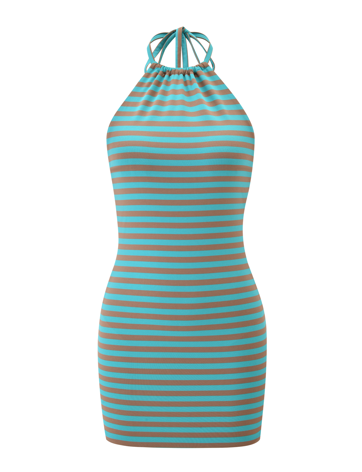 DILLON DRESS 2.0 - MUSHROOM AQUA STRIPE
