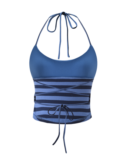CERYS RIB TOP - BLUE NAVY STRIPE
