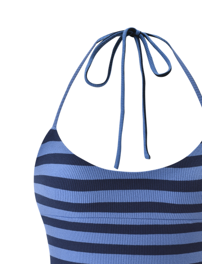 CERYS RIB TOP - BLUE NAVY STRIPE