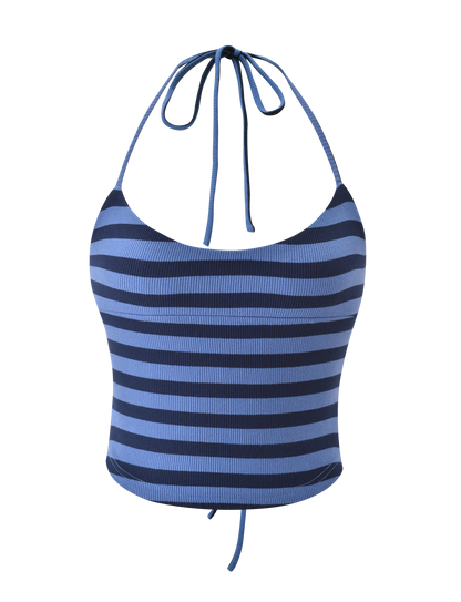 CERYS RIB TOP - BLUE NAVY STRIPE