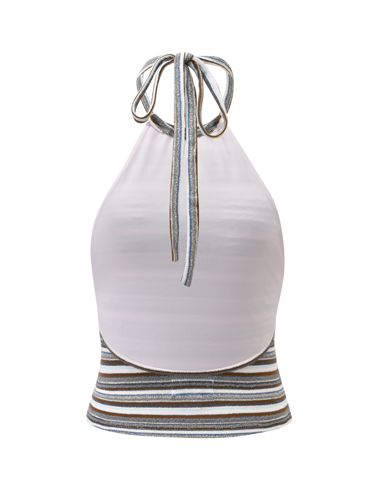 DILLON HALTER TOP - BLUE AND BROWN STRIPE