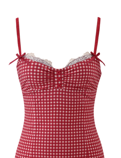EMMALINE MINI DRESS - RED GINGHAM