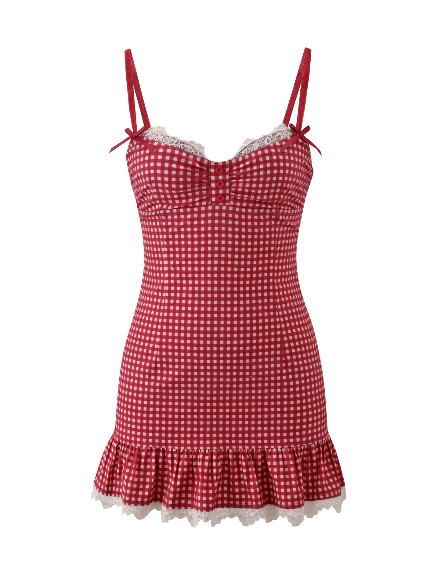 EMMALINE MINI DRESS - RED GINGHAM