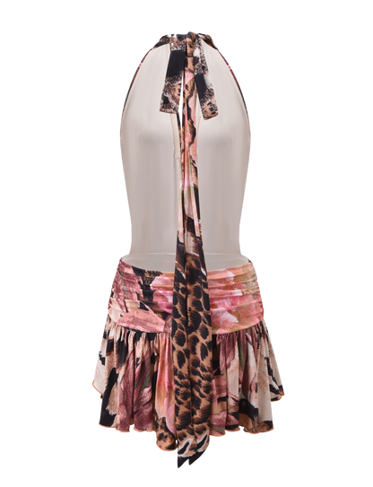 INDI HALTER SCARF DRESS - ANIMALIER FLORAL