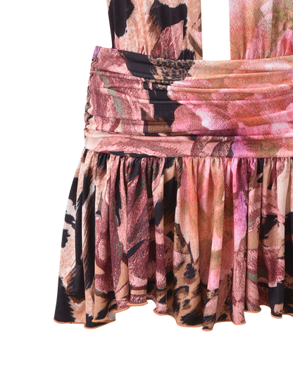 INDI HALTER SCARF DRESS - ANIMALIER FLORAL