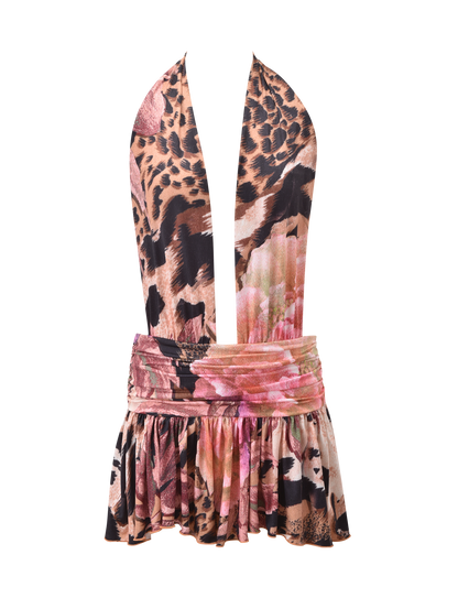 INDI HALTER SCARF DRESS - ANIMALIER FLORAL