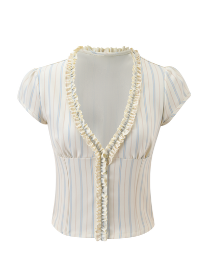 VALERIE RUFFLE TOP - STRIPE