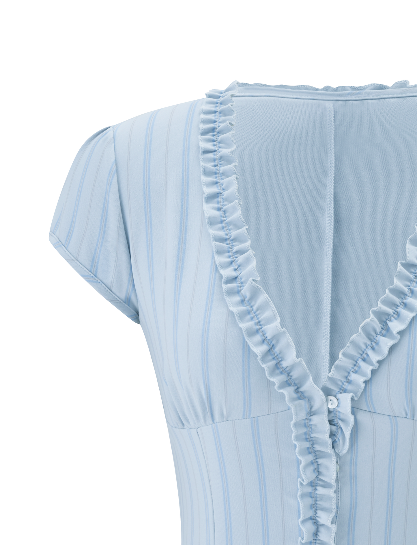 VALERIE RUFFLE TOP - BLUE STRIPE