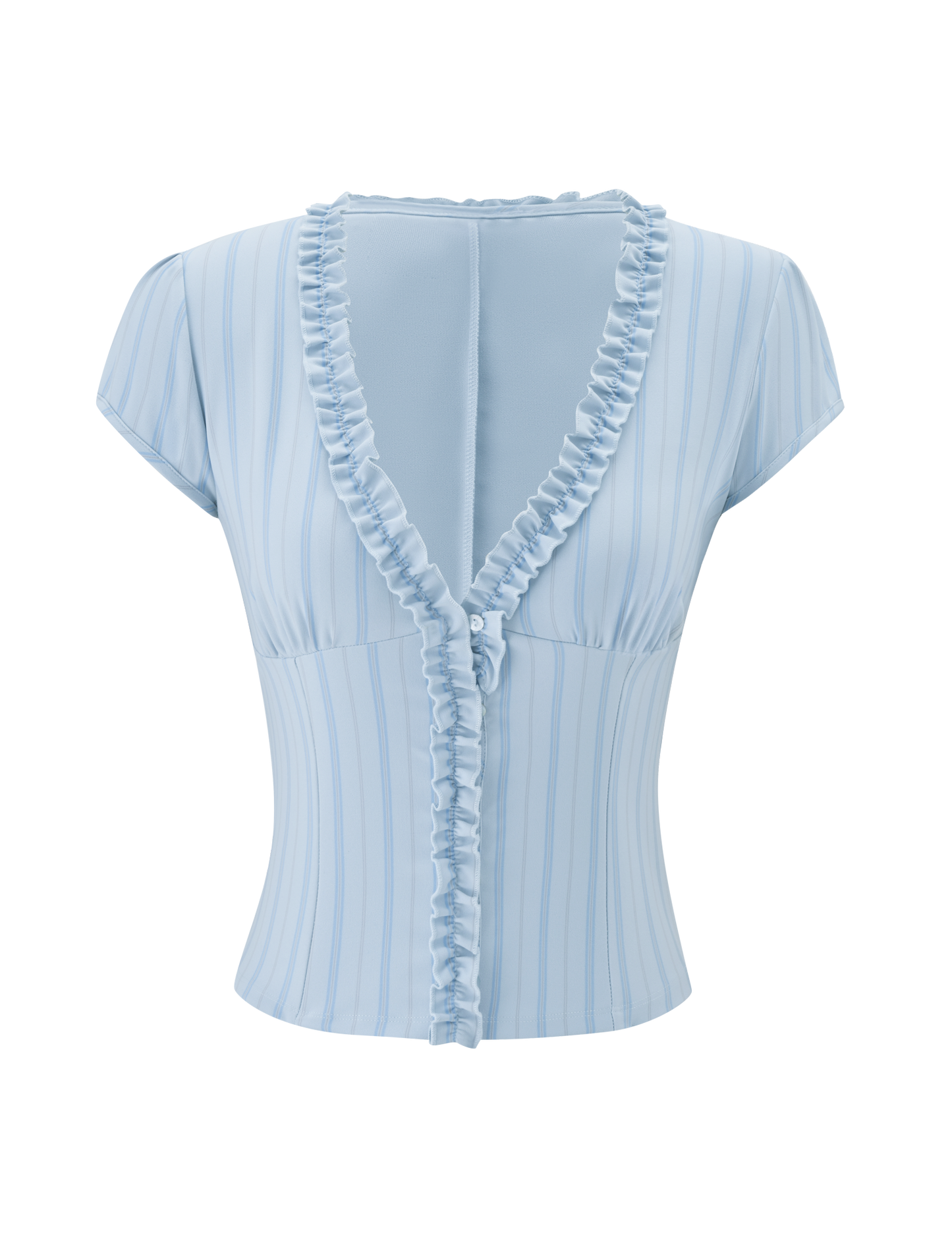 VALERIE RUFFLE TOP - BLUE STRIPE