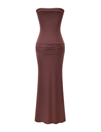 EOS SEQUIN TUBE MAXI DRESS - CINNAMON CHOCOLATE