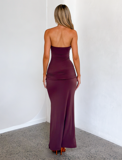 EOS SEQUIN TUBE MAXI DRESS - CINNAMON CHOCOLATE