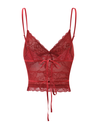 KIRRA BEADED SEQUIN LACE TOP - RED