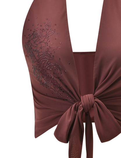 GEORGIE DIAMANTE TOP - CHOCOLATE