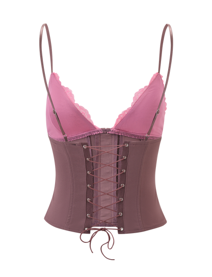 MARGARITA LACE TRIANGLE CORSET - BROWN