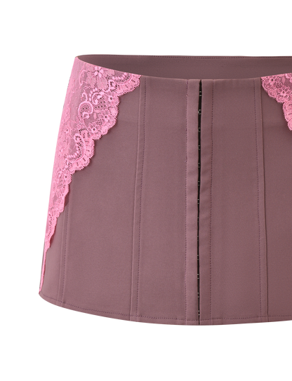 MARGARITA LACE MINI SKIRT - BROWN