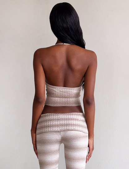 MARISSA KNIT CAMI - TAUPE OMBRE STRIPE