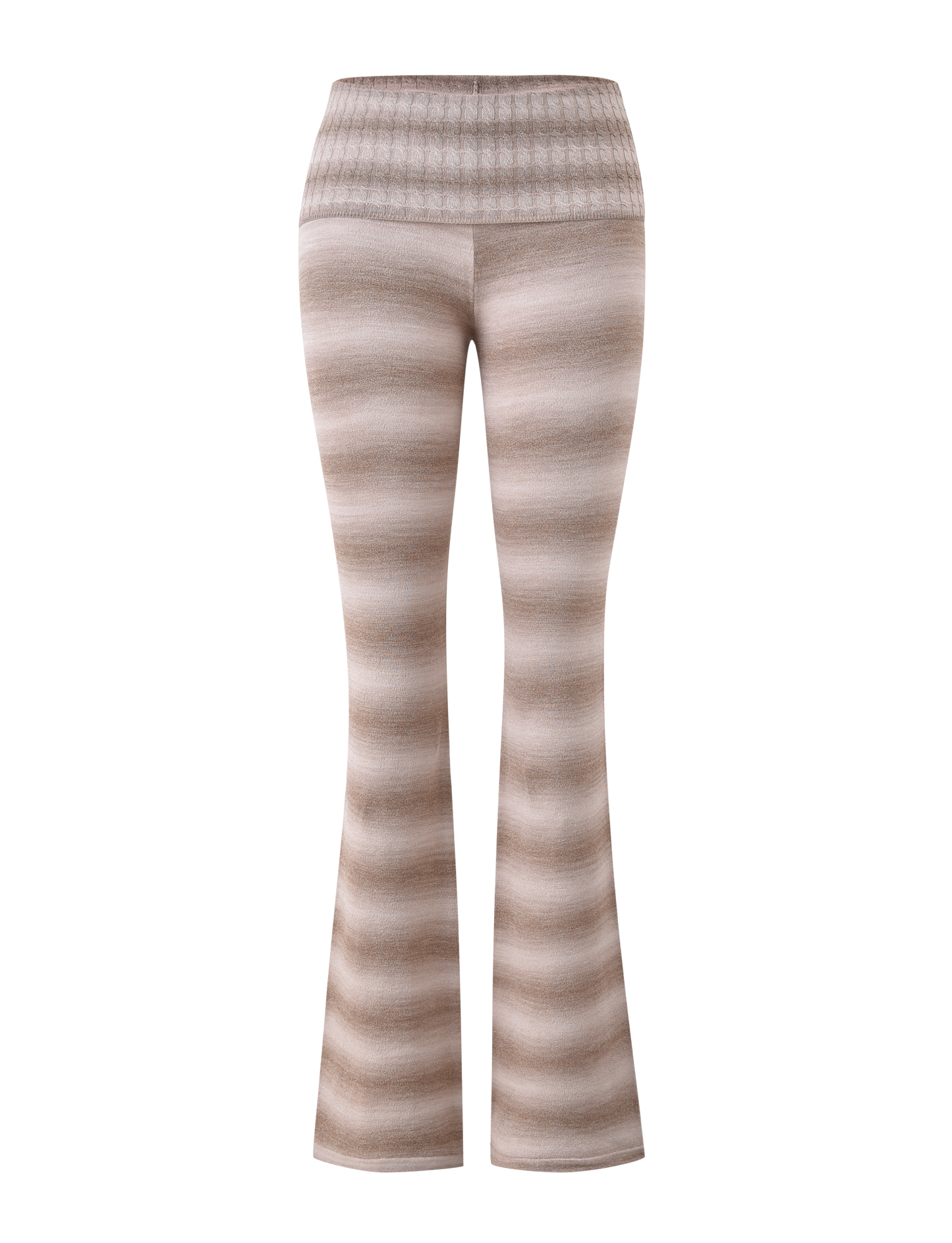 MARISSA FOLDOVER KNIT PANT - TAUPE OMBRE STRIPE