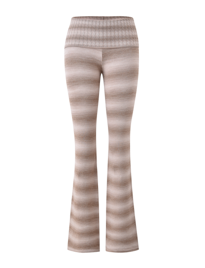 MARISSA FOLDOVER KNIT PANT - TAUPE OMBRE STRIPE