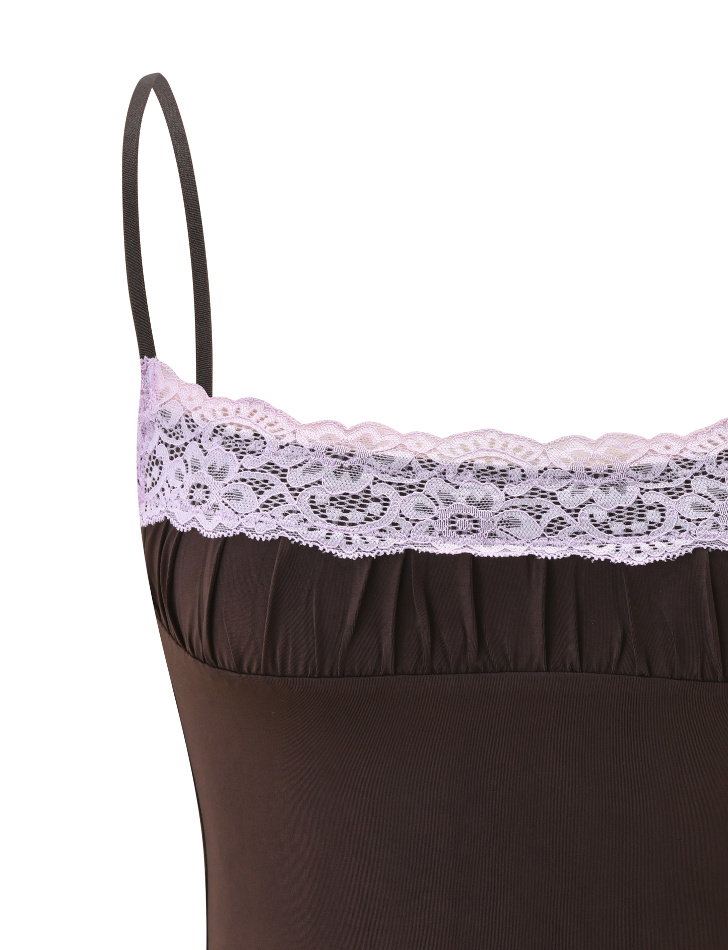 PARISA LACE RUCHED CAMI - BROWN AND LILAC