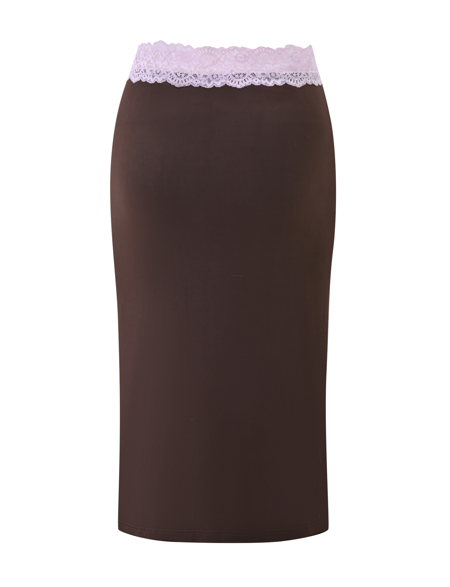 PARISA LACE TRIM MIDI SKIRT - BROWN AND LILAC