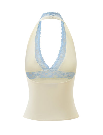 CALINA PLUNGE LACE TOP - CREAM