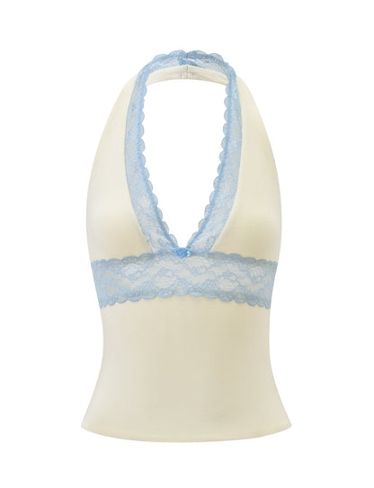 CALINA PLUNGE LACE TOP - CREAM