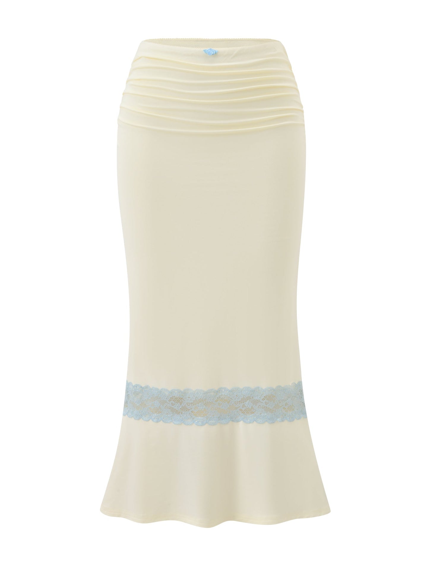 CALINA LACE PANEL MIDI SKIRT - CREAM