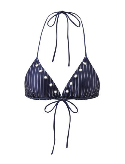 MARREN BIKINI TOP - NAVY PINSTRIPE