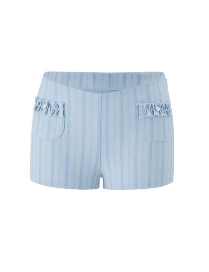 VALERIE RUFFLE HOT SHORT - BLUE STRIPE