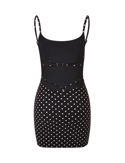 MINERVA MINI DRESS 2.0 - BLACK POLKA DOT