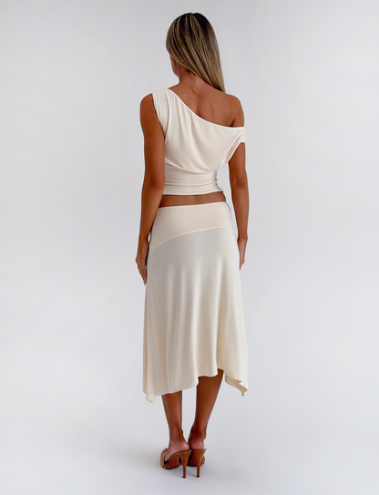 ALYSSA HI LO SKIRT - CREAM