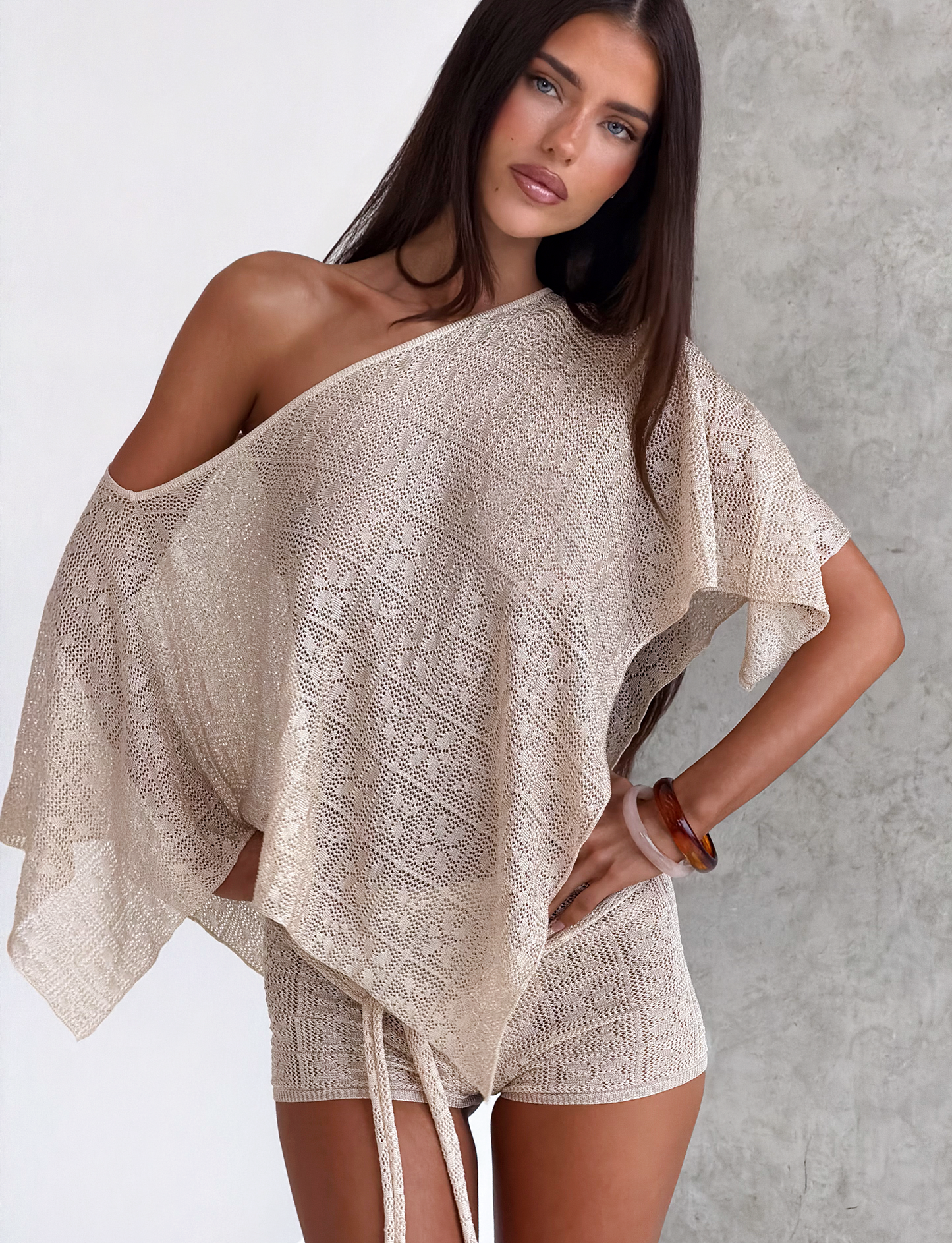FERN CROCHET SHORT - CHAMPAGNE