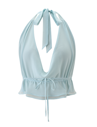 VEDA OPEN BACK COWL TOP - SEAFOAM