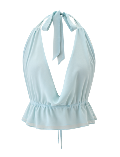 VEDA OPEN BACK COWL TOP - SEAFOAM
