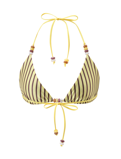 FINLEA REVERSIBLE BIKINI TOP - BROWN AND YELLOW STRIPE